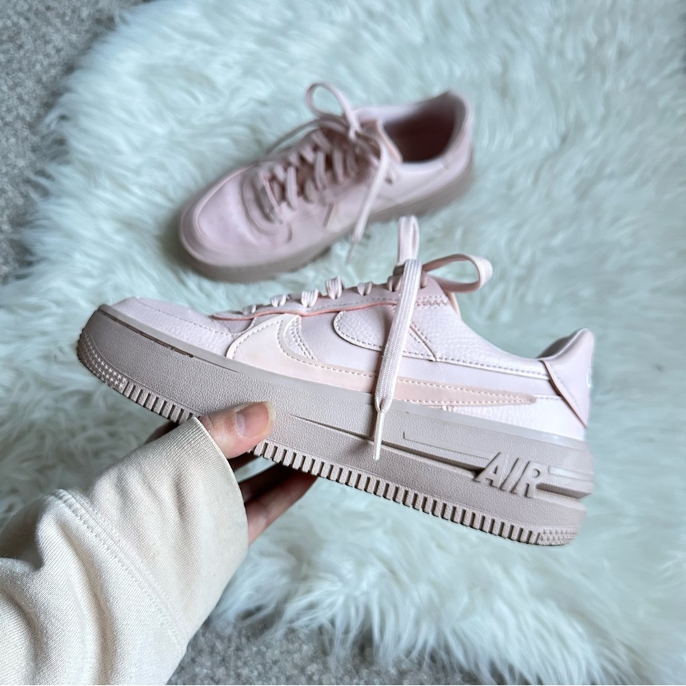 Nike Air Forcé 1 AF1 Women's Light Pink Leather Platform Sneakers Size 7
